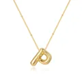 Elegant gold-plated puffy bubble letter P pendant necklace with a minimalist chain - Letter P