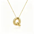 Elegant gold-plated 3D bubble initial Q pendant necklace with a mirror finish for women - Letter Q