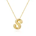 Gold plated bubble letter S pendant necklace with minimalist balloon style - Letter S