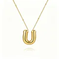 Gold-plated bubble initial 'U' necklace featuring a polished balloon-style pendant. - Letter U
