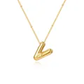 Elegant gold-plated bubble letter V pendant necklace with delicate satellite chain - Letter V