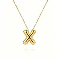 Gold-plated bubble letter X pendant necklace with sleek metallic finish SKU view - Letter X