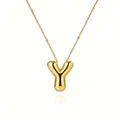 Elegant 18K gold plated bubble letter Y pendant necklace for women stylish jewelry gift - Letter Y