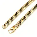 Detailed macro view of high-polished gold-plated stainless steel Cuban link chain - 18cm Bracelet / 8mm Wide (Square Clasp) / Gold