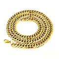Heavy duty gold stainless steel Cuban link chain necklace for men with lobster clasp - 8mm / Lobster Clasp Style / 65cm Necklace / Gold