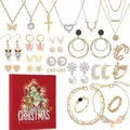 Christmas jewelry advent calendar set with necklaces, earrings, and rings in a red gift box - Christmas Gift Box Set (SDT081-3)
