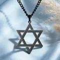 Zwarte roestvrijstalen Davidsster hanger ketting met bijpassende ketting voor heren - Hexagram jasseron ketting - Zwart