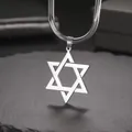Zilveren roestvrijstalen ketting met ster van David hanger en een gladde slangenketting design - Hexagram slangenketting - Staalkleur