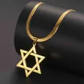 Vergulde roestvrijstalen ketting met Davidsster-hanger en platte slangenketting - Hexagram slangenketting - Goudkleur