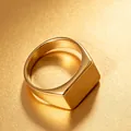 Anello a sigillo quadrato lucido minimalista in acciaio inossidabile placcato oro. - US7 / 10 Pezzi/Confezione / Oro