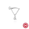 925er Sterlingsilber Ohrenknochenstecker mit Kette und birnenförmigem weißen Zirkon - Einzelnes Platin #2