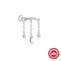 Piercing-Ohrstecker aus 925er Sterlingsilber mit Sternen- und Mondquasten-Design - Platin Einzel #9