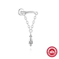 S925 Sterling Silber Quaste Knorpel Ohrenstecker mit dekorativem Anhänger - Platin Einzel #6