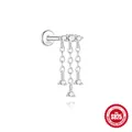 S925 Sterlingsilber Quasten-Piercingstecker mit funkelnden Zirkonia-Steinen - Platin Einzel #10