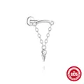 Edler S925 Sterling Silber Cartilage-Ohrstecker mit Zirkonia-Quastenkette und Spike - Platin Einzel #5
