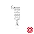 S925 Sterling Silber Quaste Piercing Ohrstecker mit klaren Zirkonia in mehreren Formen - Platin Einzel #7