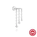 S925 Sterling Silber Quasten-Ohrstecker mit funkelnden Zirkonia-Anhängern - Platin Einzel #8