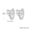 Eleganti orecchini a cerchio a fiocco argentati con zirconi e dimensioni indicate - Color Argento Bianco Fiocco (EBD-480S01)