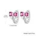 Orecchini a cerchio a fiocco in argento con zirconi rosa a forma di cuore e cristalli - Color Argento Rosa Fiocco (EBD-480S02)