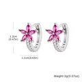 Orecchini a cerchio con fiori di zircone rosa e dettagli di peso e dimensioni - Color Argento Rosa Fiore (EBD-481S02)