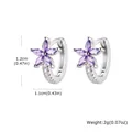 Eleganti orecchini a cerchio con fiori viola e zirconi per lo stile quotidiano da donna - Color Argento Viola Fiore (EBD-481S03)