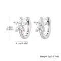 Orecchini a cerchio a fiore color argento con zirconi con taglio a marquise. - Color Argento Bianco Fiore (EBD-481S01)