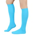 Chaussettes hautes unies bleu vif pour femmes en mélange de coton respirant pour sport - Taille unique / 52# Bleu saphir clair
