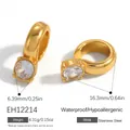 Ear cuff a forma di C in acciaio inox con zircone, placcato oro 18k, senza buco - Stile a C con Pietra Singola (EH12214) / Coppia Oro (EH12214)