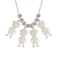 Collana DIY color argento con quattro graziosi ciondoli a forma di bambino e bambina - Argento - 4 Ragazzi