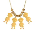 Collana dorata personalizzata con quattro ciondoli a forma di ragazzo e perline d'oro - Oro - 4 Ragazzi