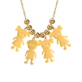 Collana fai-da-te dorata con 4 ciondoli per bambini a fumetti: 3 ragazze e 1 ragazzo - Oro - 3 Ragazze 1 Ragazzo