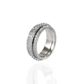 Elegant silver-tone stacking ring set with micro-pave crystals in minimalist style - Size 7 / Stackable Rhinestone Set-Steel(GJ775B)