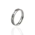 Minimalist steel color ring featuring 'Love Never Fails' engraving and elegant pavé stone setting - Size 5 / Engraved Rhinestone Style-Steel(GJ778B)