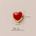 Minimalist red enamel heart charm bead for DIY necklace with gold finish copper material - Heart