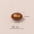 Handmade copper rugby football shaped jewelry bead in brown enamel with gold detailing - Football