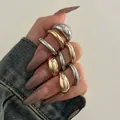 Gothic style multi-joint ring set with polished gold and silver metallic finishes - Gold and Silver Gothic Plain Band Stacking Style (5977101HB)