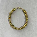 Elegante collar de estilo francés con cuentas doradas irregulares y diseño - Pulsera de perlas de agua dulce 2 en 1 / 18cm / Dorado