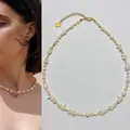 Collier en perles d'eau douce naturelles de style français aux formes irrégulières - Perle avec Perles en Tube / 38+5cm