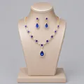 Elegantes Brautschmuck-Set mit blauen Wassertropfen-Kristallen und Gold-Finish - Luxus-Party-Schmuckset (NS-J6574GHBLUE) / Blau
