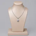 Elegant bridal tennis necklace featuring a large pear-shaped crystal pendant for banquets - Simple Versatile Necklace (NS-J6427) / Silver