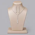 Luxury silver-toned bridal jewelry set featuring crystal necklace and matching drop earrings - Versatile Bridal Jewelry Set (NS-J6453S) / Silver