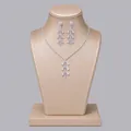 Elegant bridal crystal jewelry set including a silver-tone necklace and earrings - Bridal Photoshoot Jewelry Set (NS-J6517S) / Silver