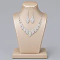 Luxury silver bridal jewelry set featuring a sparkling crystal necklace and matching earrings - Heavy-Duty Dating Jewelry Set (NS-J6454S) / Silver