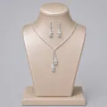 Elegant silver-tone bridal jewelry set with sparkling crystal necklace and earrings - Princess Photoshoot Jewelry Set (NS-J6452S) / Silver