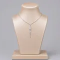 Elegant silver bridal crystal tassel necklace for luxury wedding and evening parties - Luxury Photoshoot Jewelry Set (NS-J6514S) / Silver