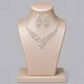 Elegant silver-tone bridal crystal necklace and earrings jewelry set for banquet. - Versatile Dating Jewelry Set (NS-J6522S) / Silver