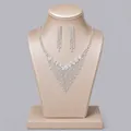 Elegant crystal fringe bridal jewelry set with necklace and earrings in silver finish. - Versatile Tassel Jewelry Set (NS-J6519S) / Silver