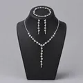 Elegantes silbernes Kristall-Brautschmuck-Set mit Kette, Ohrringen und Armband - Einfaches Foto Schmuckset (NS-J6492S)