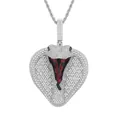 Iced-Out Cobra-Schlangenkopf-Anhänger-Halskette mit silberner Seilkette für Hip-Hop. - Cobra Pendant / 3mm*60cm Edelstahl Seilkette / Silber