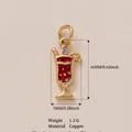 18K gold plated copper cocktail glass pendant with red enamel and purple stones - Cocktail Glass Pendant